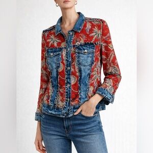 Nygard Paisley Denim-Trim lightweight Jacket size medium